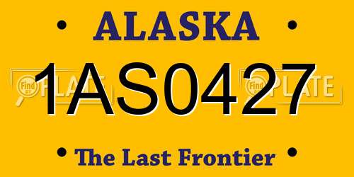 1AS0427 Alaska License Plate