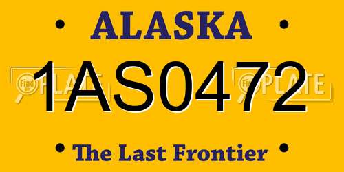 1AS0472 Alaska License Plate
