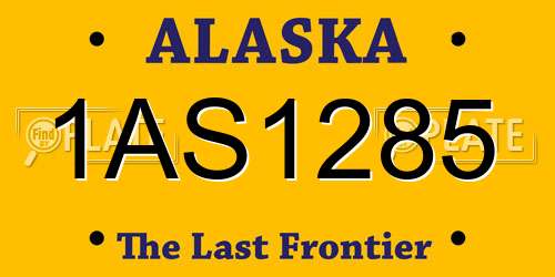 1AS1285 Alaska License Plate