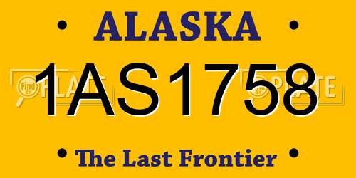 1AS1758 Alaska License Plate