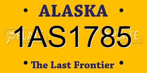 1AS1785 Alaska License Plate