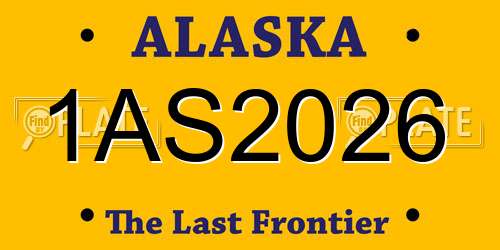 1AS2026 Alaska License Plate