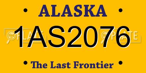 1AS2076 Alaska License Plate