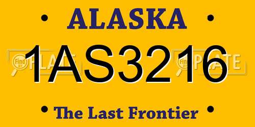 1AS3216 Alaska License Plate