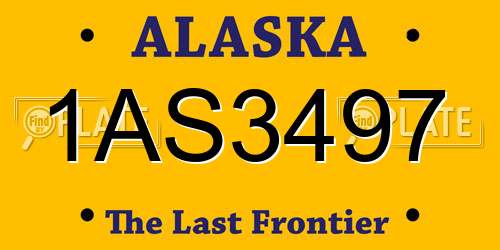 1AS3497 Alaska License Plate
