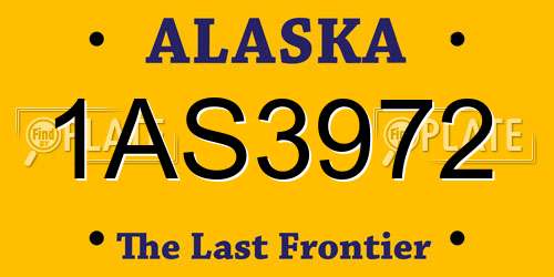 1AS3972 Alaska License Plate
