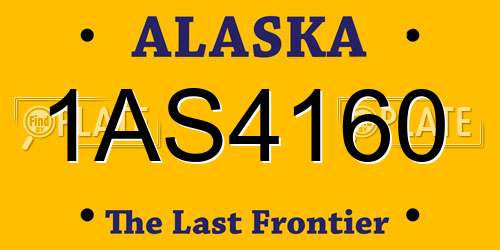 1AS4160 Alaska License Plate