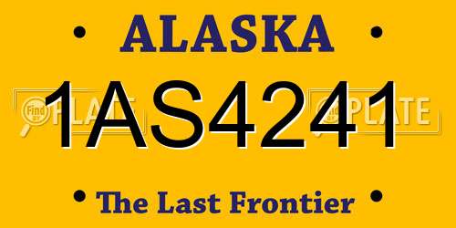 1AS4241 Alaska License Plate
