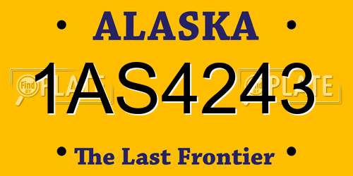 1AS4243 Alaska License Plate