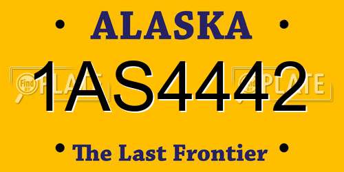 1AS4442 Alaska License Plate