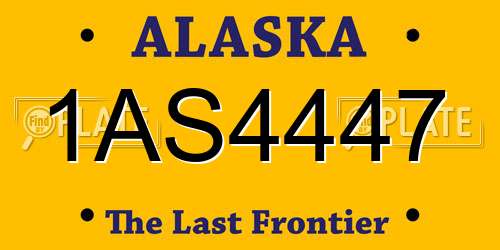 1AS4447 Alaska License Plate