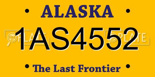 1AS4552 Alaska License Plate