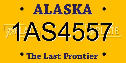 1AS4557 Alaska License Plate