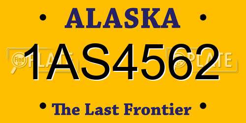 1AS4562 Alaska License Plate