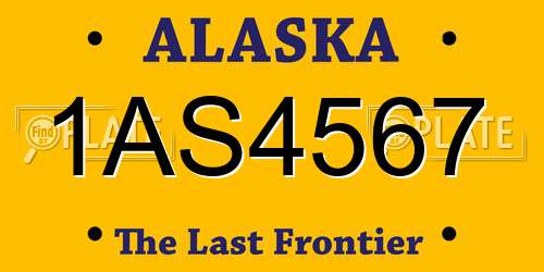 1AS4567 Alaska License Plate