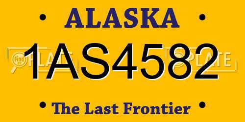 1AS4582 Alaska License Plate