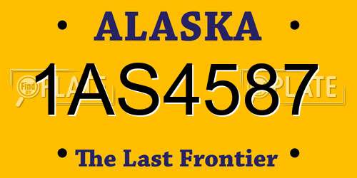 1AS4587 Alaska License Plate