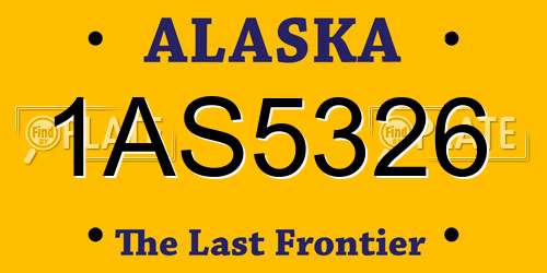1AS5326 Alaska License Plate