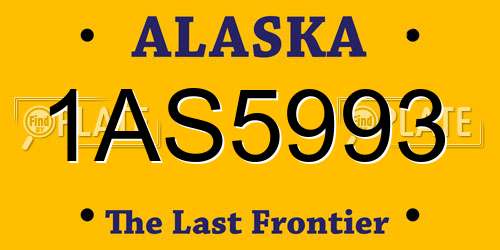 1AS5993 Alaska License Plate