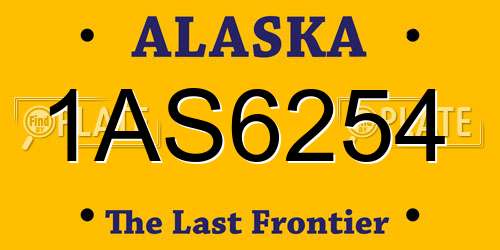 1AS6254 Alaska License Plate