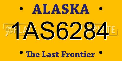 1AS6284 Alaska License Plate