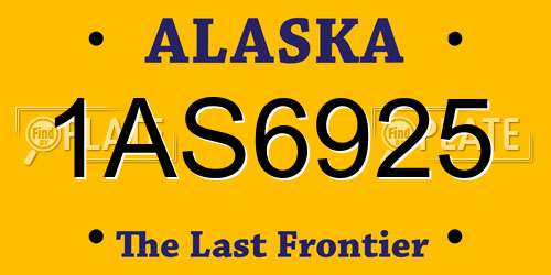 1AS6925 Alaska License Plate