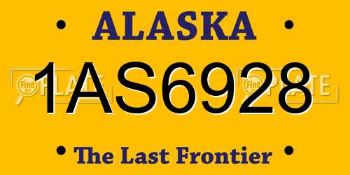 1AS6928 Alaska License Plate