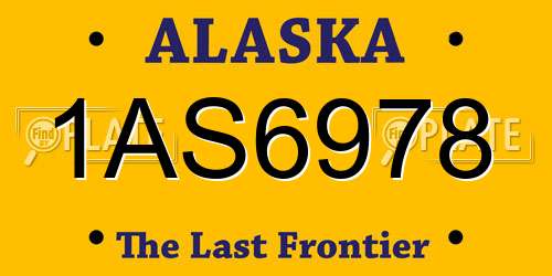 1AS6978 Alaska License Plate