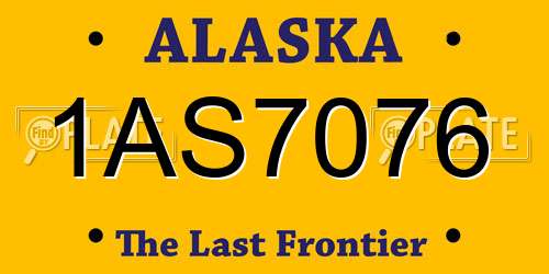 1AS7076 Alaska License Plate