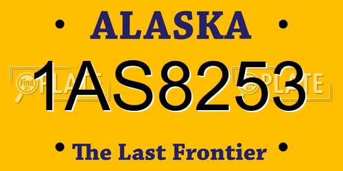 1AS8253 Alaska License Plate