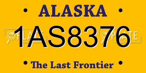 1AS8376 Alaska License Plate