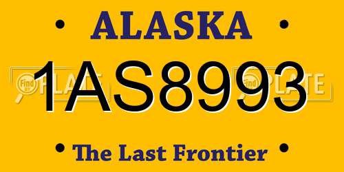 1AS8993 Alaska License Plate