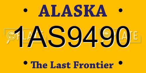 1AS9490 Alaska License Plate