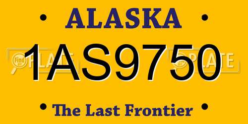 1AS9750 Alaska License Plate