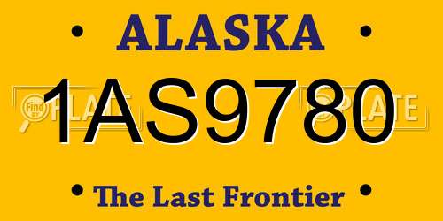 1AS9780 Alaska License Plate