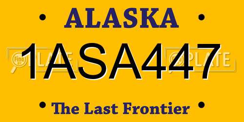 1ASA447 Alaska License Plate