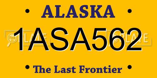 1ASA562 Alaska License Plate