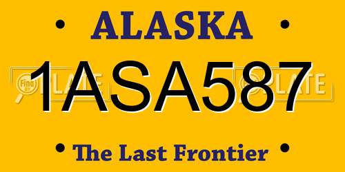1ASA587 Alaska License Plate