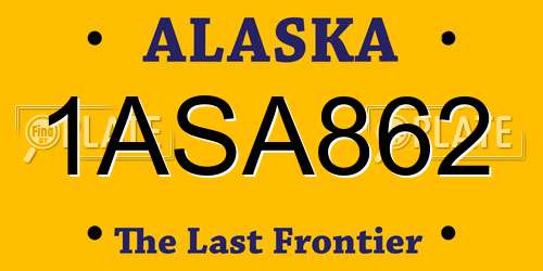 1ASA862 Alaska License Plate