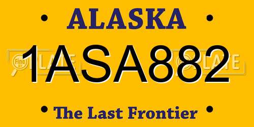 1ASA882 Alaska License Plate