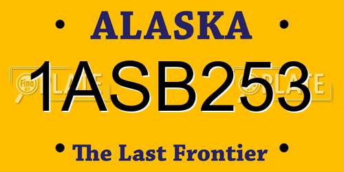 1ASB253 Alaska License Plate