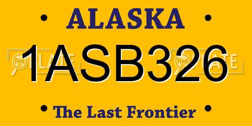 1ASB326 Alaska License Plate