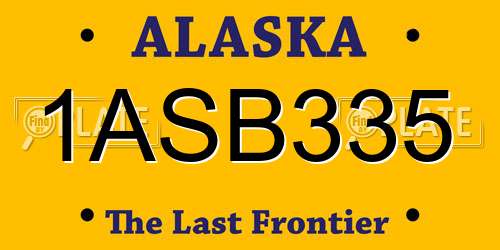 1ASB335 Alaska License Plate
