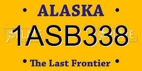1ASB338 Alaska License Plate
