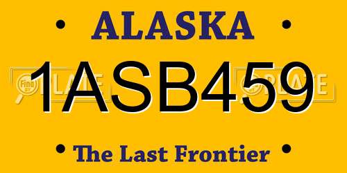 1ASB459 Alaska License Plate