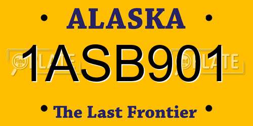 1ASB901 Alaska License Plate