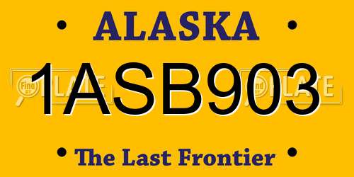 1ASB903 Alaska License Plate
