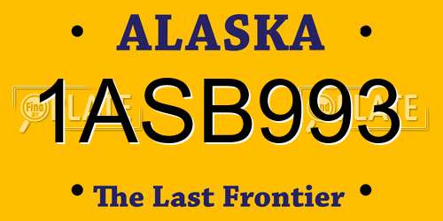 1ASB993 Alaska License Plate