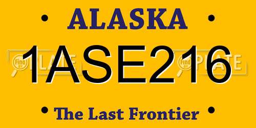 1ASE216 Alaska License Plate