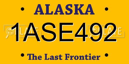 1ASE492 Alaska License Plate